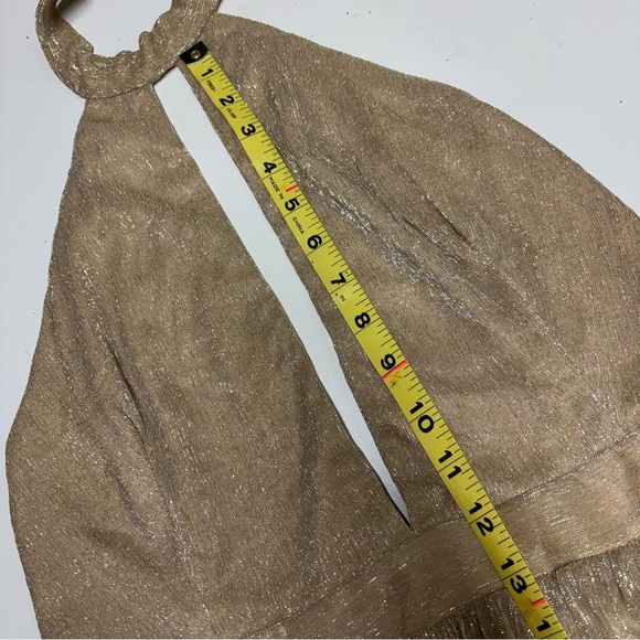 NWOT Lulus Be A Star Gold Halter Maxi Dress Large - Picture 9 of 9